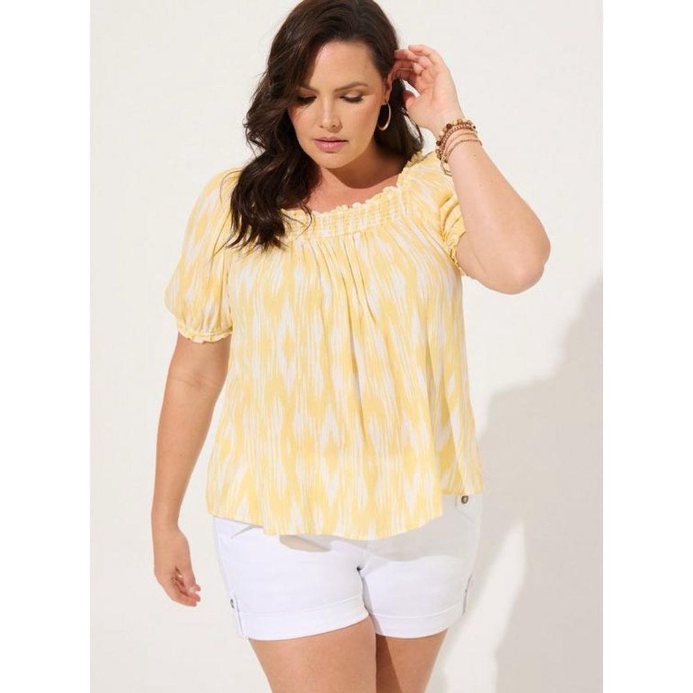 Torrid Gauze Smocked Yoke Ikat Top 0 Large